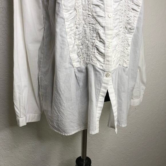 Sundance white tuxedo ruffle button down top size Medium - Picture 4 of 16